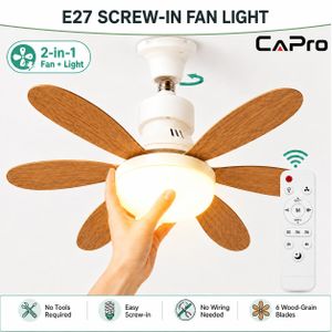 CAPro LED Ceiling Fan Light E27 Screw-in with Remote Control, 3 Color Modes