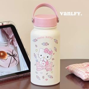 Hello kitty Unique Insulated Water Bottle With Straw & Carry Strap – Portable Drink Flask