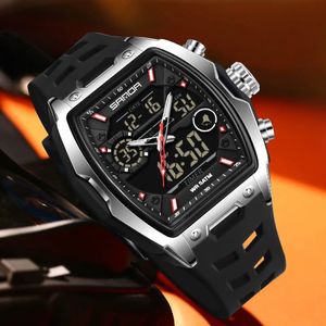 Sanda Highly Superior Quality & Authentic Men's Digital & Analog Alarm/Stopwatch Black Silicon Rubber Wristwatch For Honourable Citizens 