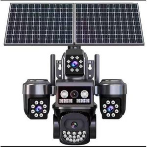 Dome Four Lens 4G Solar CCTV Camera – Wireless Outdoor PTZ Security Camera with Night Vision, Motion Detection, SIM Card & O-KAM App with double solar panel