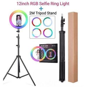 Rgb 12-Inch LED Selfie Ring Light with 2-Meter Adjustable Tripod Stand