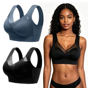SHJO Bra Women Seamless Daily Polyester Soft Breathable Push-Up Wireless Bralette Lingerie 2Pcs Black Blue