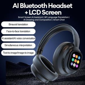 Modio Smart Touch Wireless Headphones Real Time, 169 Languages, With Detachable LCD Touch Screen,