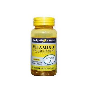 Medpath Natural VITAMIN A 10,000 IU FROM FISH LIVER OIL - 100 Softgels
