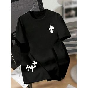 QUALITY COTTON ROUND NECK BLACK POLO T-SHIRT WITH DESIGN 