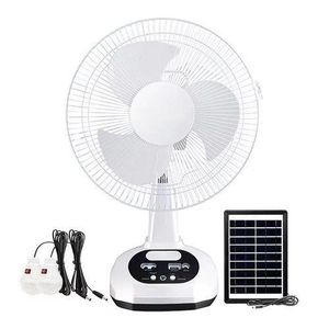 Rechargeable Table Fan with Solar Panel and Bulb