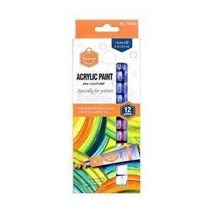 12-Color Acrylic Paint Set – Rich Pigment Water-Based Paint Tubes for Canvas, Paper, Wood & Craft Projects
