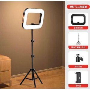 18 Inch Rectangle LED Ring Light with 2.1m Tripod + Phone Holder + Ball Head - For TikTok, YouTube, Makeup, Live, Photography