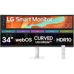 LG 34u601sa 34" Smart Monitor, Wqhd Curved Screen, Webos, 300nits, Airplay 2, Google Cast