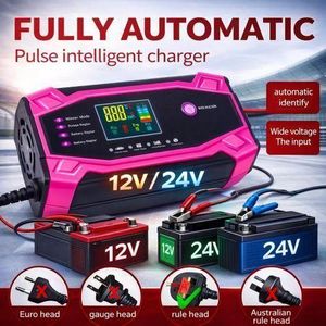 24 Ans 12V / 24V Car Lead Acid Battery  smart Charger 12 24 controller ch lead-acid  (24BA3Cpink)