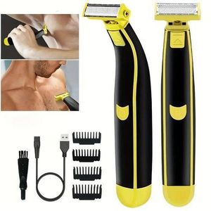 Men'S Electric Shaver Dual Blade Wet & Dry Razors Full Body Washable USB Rechargeable Trimmer Heads Black