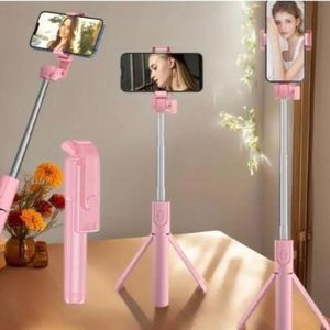 Bluetooth Selfie Stick Tripod 360° Phone Stand (Pink)