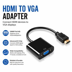 HDMI to VGA Adapter 1080P Full HD Video Converter Male to Female Cord with Advanced IC Chip for Laptop PC Desktop Monitor Projector HDTV Chromebook Raspberry Pi Roku Xbox