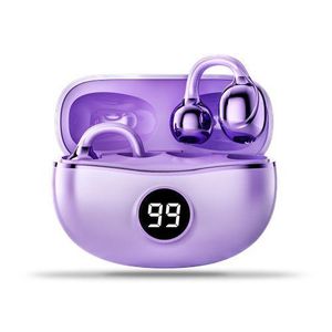 Purple Wireless Open Ear Earbuds with Bluetooth, Air Clip-on Design, Lightweight Comfort, Stable Fit Open Ear Bluetooth Earphones, Built-in Mic