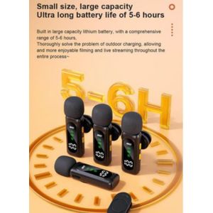 T90 Wireless Lavalier Mic 1-to-4-4x Clip Microphones With Receiver For iphone Android USB -C For TikTok YouTub Vlog 