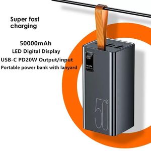 Super fast 50000mAh Strong durable Full Capacity Large Capacity, Fast Charging Power Bank, LED Display & Fast Charging , Type-C/Lightning for iPhone & Android l/Portable with Lanyard