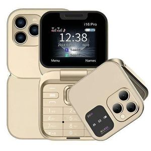 Mtk  i16 Pro Mini Foldable Flip Dual Sim Mobile Phone Gold