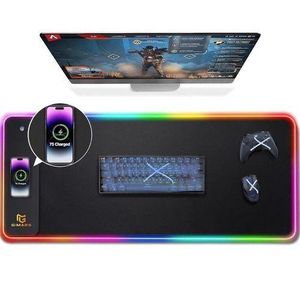 Logitech RGB Gaming Mouse Pad,15W Wireless Charging plate with 10 Light Modes, Large Mousepad Surface, Non-Slip Mouse Mat for Gaming, Desk, PC,Office