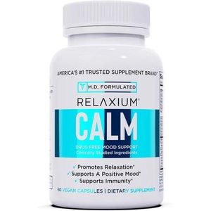 RELAXIUM Calm 60 Capsules Stress & Mood Support,Elevate Mood & Boost Relaxation with Ashwagandha, 5-HTP, GABA