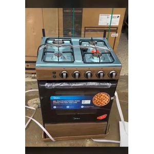 Midea Newest high quality anti scratch enamel cavity modern wooden interior 60x60 4 powerful euro gas burner electric auto ignition standing cooker with inbuilt oven & grill