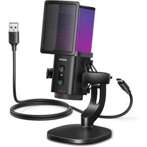 Ugreen USB Gaming Microphone for Streaming & Voice Chat, 24bit/96kHz Condenser Mic with Quick Mute, Zero-Latency Monitoring, Pop Filter, Shock Mount,.