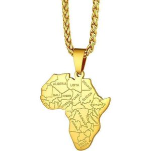 GOLD African Map Pendant Necklace