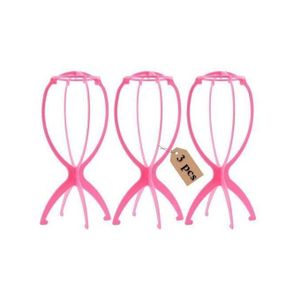 WIG SPICES 3 Collapsible Plastic Hair Wigs Hanger Display Drying Storage Stand