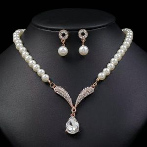 Dou-color Pearl Jewelry Set Water Drop Pendant Earrings Jewelry