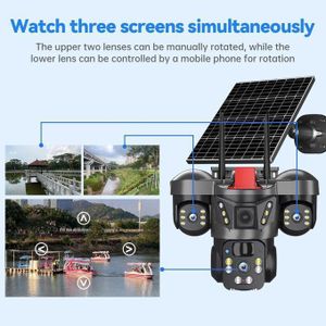 3 Lens 4G Solar CCTV Camera – Wireless Outdoor PTZ Security Camera with Night Vision, Motion Detection, SIM Card & V380 Pro App