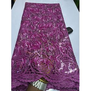 Magenta Embroidered Sequin cord Lace Fabric Floral Design for Asoebi & Occasion Wear. GUIPURE CORD. 5yards 
