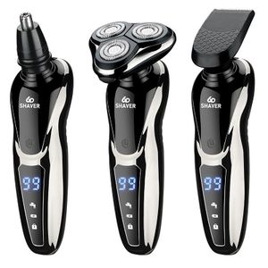 3-in-1 Electric Shavers For Men Set USB Rechargeable Washable LED Displa
