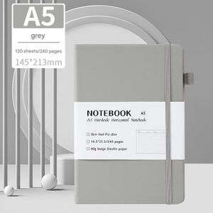 A5 classic lined notebook, PU leather hard cover, diary and memo pad.