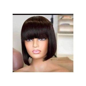 Short Straight Wig With Closure- Fringe