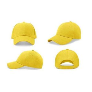 1pc Yellow baseball cap in four different angles views. Mock up