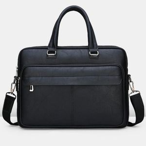 Men PU Leather Briefcase Waterproof Laptop Bag for Business Travel