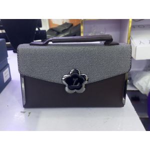 Ladies Coffee Floral Lock Purse/Crossbody Bag Women's Trendy Luxury Stylish Handbag