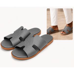 Men's Grey Casual Slide Sandals – Stylish H-Design Slip-On Slippers