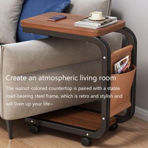 C-shaped side table, narrow bedside table, small TV tray table with wheels, under sofa table, narrow table suitable for living room, bedroom, study and small space
