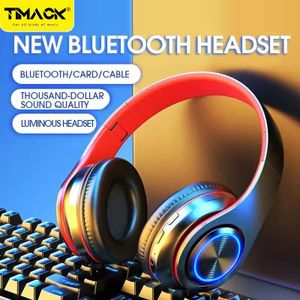Timack Wireless Bluetooth Headset Headphones Color Luminous Card Plugged into Game Music Sports Support Mobile Computer