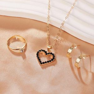 Simple Love Jewelry Necklace Set - Heart-shaped Earrings and Necklace Set