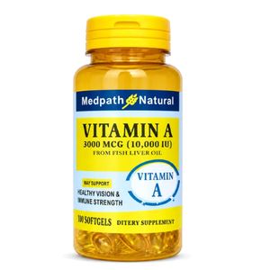 Medpath Natural Vitamin A 3000mcg (10,000 IU) – From Fish Liver Oil – May Support Healthy Vision & Immune Strength – 100 Softgels
