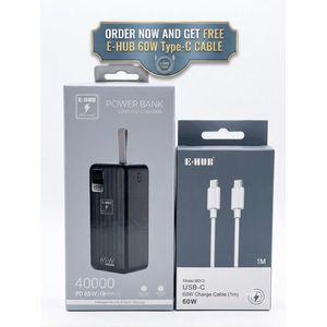 EHUB 40000mAh 65W Laptop Powerbank HO4 Type C Cable 