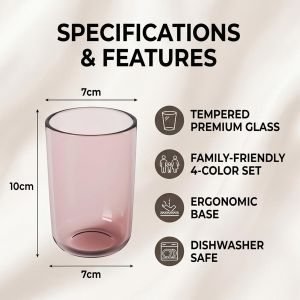 BEAUT4 Light Luxury Mouthwash Cup - Elegant Transparent Bathroom Tumbler & Mug(4PCS)