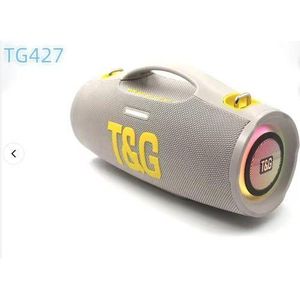 T&G TG427 Wireless Blue-tooth Hifi Quality Stereo Bass Waterproof Speaker LED Colorful Light Outdoor Portable Woofer Fabric Speaker (GREY)