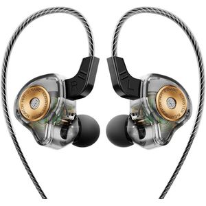 Qkz Pro in-Ear Stage Monitor Wired Headphones(Grey) Ultra Wired Gaming Earbuds, IEM Earphones with Mic, DEEP BASS HiFi Noise Isolation Corded for 3.5mm Jack for Music Gaming Video Calling – Gray Headset (Wire Control )with Free Type-C Adapter