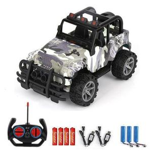 Remote Control Off-Road Jeep 4WD RC Car with Rechargeable Batteries - Kids Monster Truck Toy for Boys and Girls - Radio Control Racing Vehicle with Controlle- Grey