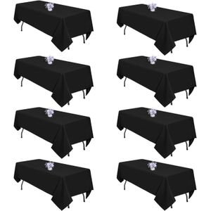 8 Pack 60 x 102 Inch Black Tablecloths for 6 Foot Rectangle Tables