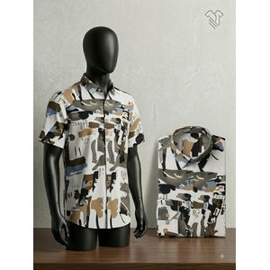 Vintage America Vintage Original Men’s Abstract Printed Short Sleeve Shirt – Multi-Color