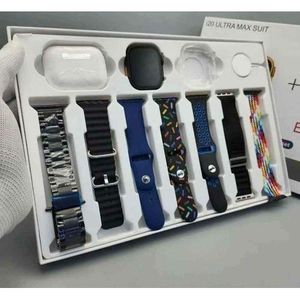 I20 Ultra 3 Max SUIT-10 In 1 Set Smartwatch With Earphone Wireless 7 Straps 2.3" Heart Rate Tracker 49mm