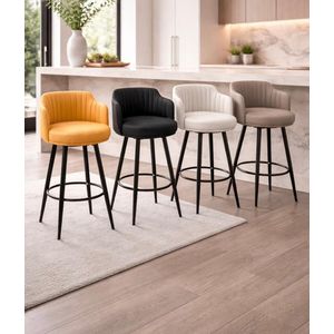 Luxury High-Counter Bar Stools with Footrest – Metal Legs Barstools for Dining, Bar & Cafe